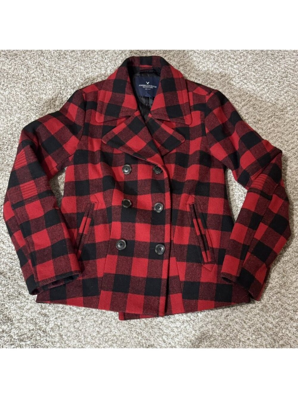 American Eagle Outfitters Pea Women's S/P Small Petite Buffalo Plaid Wool Blend